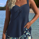 Seraphina - Striped Tankini with Two-Piece Swimsuit Bottom
