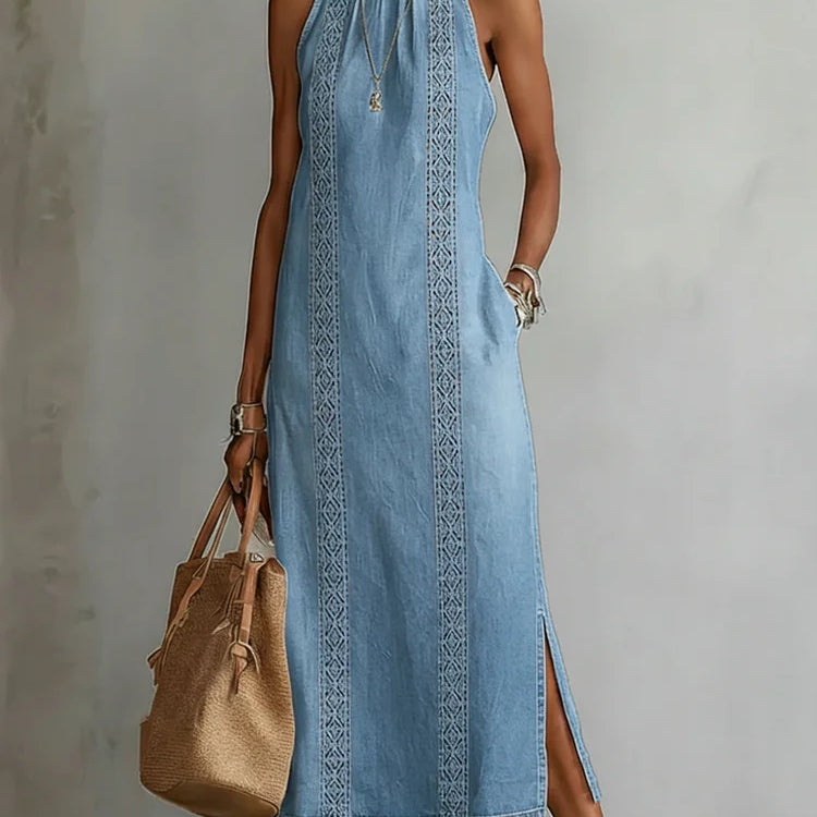 Julia - Retro Lace Denim Dress