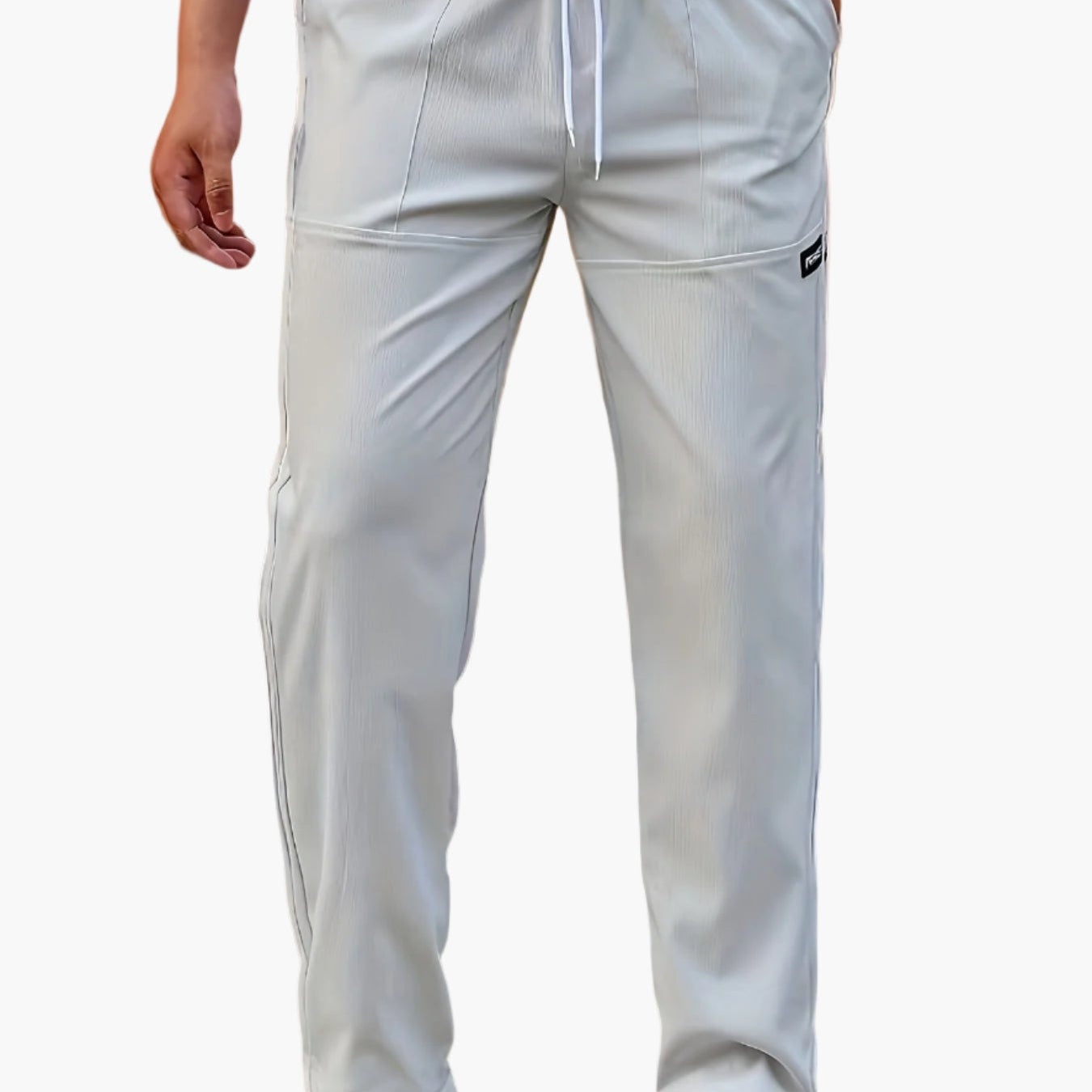 Reggie men's straight leg drawstring joggers in Grey, view 5