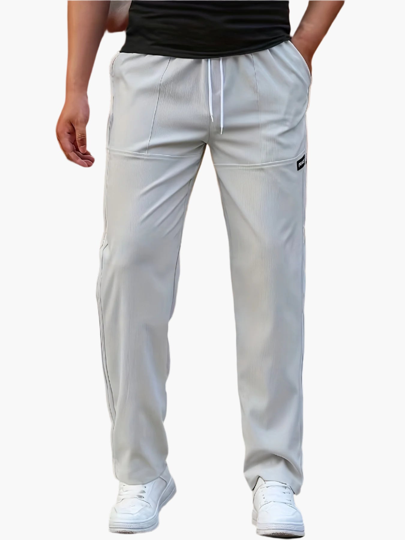 Reggie men's straight leg drawstring joggers in Grey, view 5