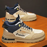 Remi - Beige and Navy High-Top Sneakers
