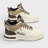 Remi - Beige and Navy High-Top Sneakers