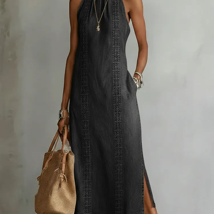 Julia - Retro Lace Denim Dress