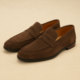 Rene - Old Money Style Suede Penny Loafers