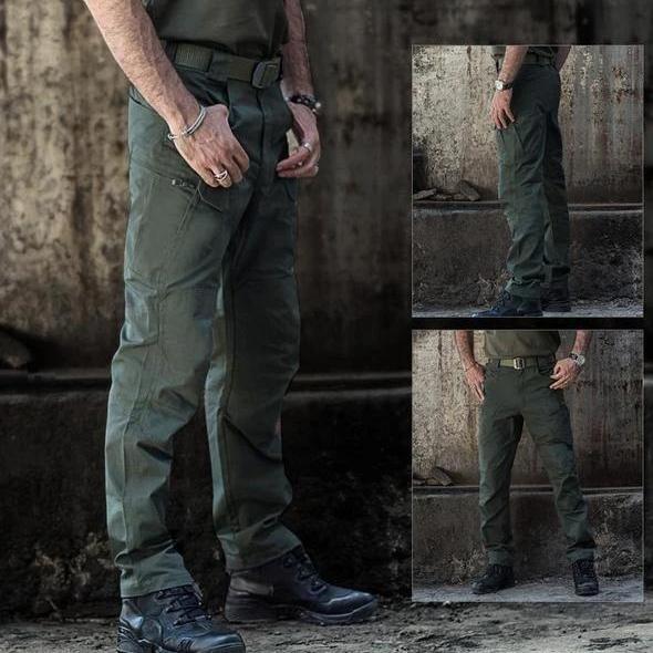 Ghislain men's water repellent technical cargo pants in Green, view 3