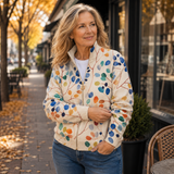 Isla - Botanical Leaf Zip-Up Cardigan