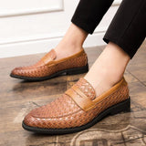 Benoit - Woven Leather Penny Loafers