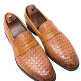 Benoit - Woven Leather Penny Loafers