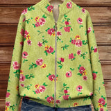 Paige - Lime and Pink Floral Zip-Up Cardigan