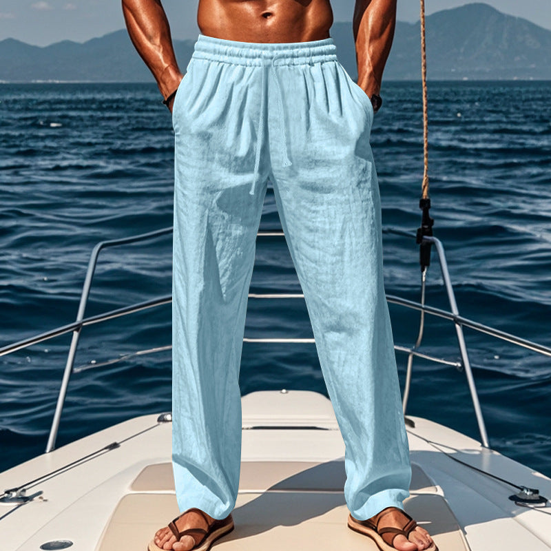 Bastien men's breathable cotton pants in Light Blue, view 7