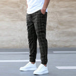 Myles men's windowpane check jogger pants in Black, view 3