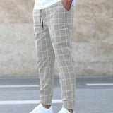 Myles men's windowpane check jogger pants in Khaki, front view
