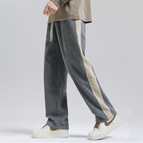 Aiden men's side stripe corduroy joggers in Grey, front view