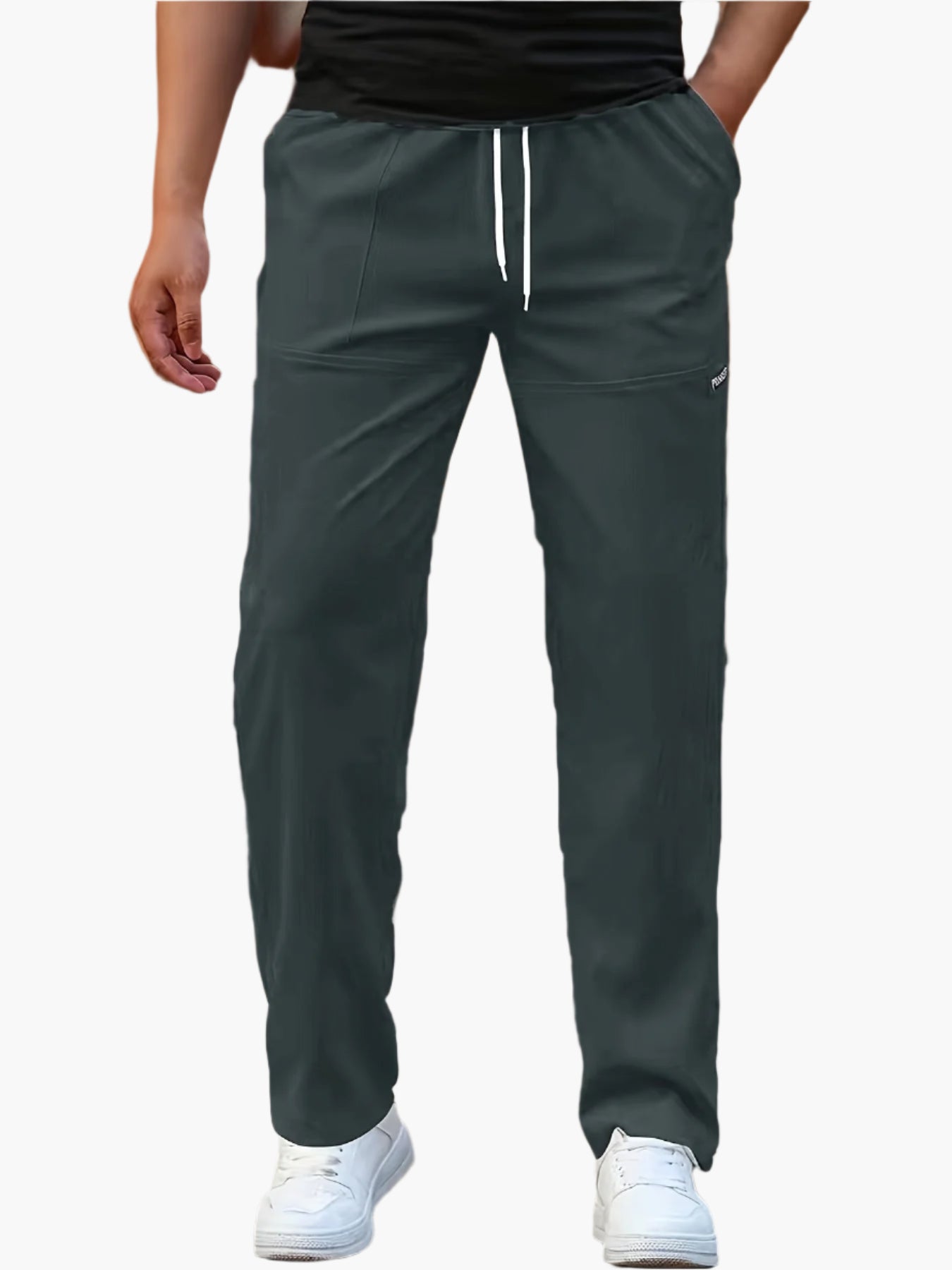 Reggie men's straight leg drawstring joggers in Anthracite, view 6