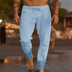 Kenny men's casual cotton beach pants in Blue, view 3
