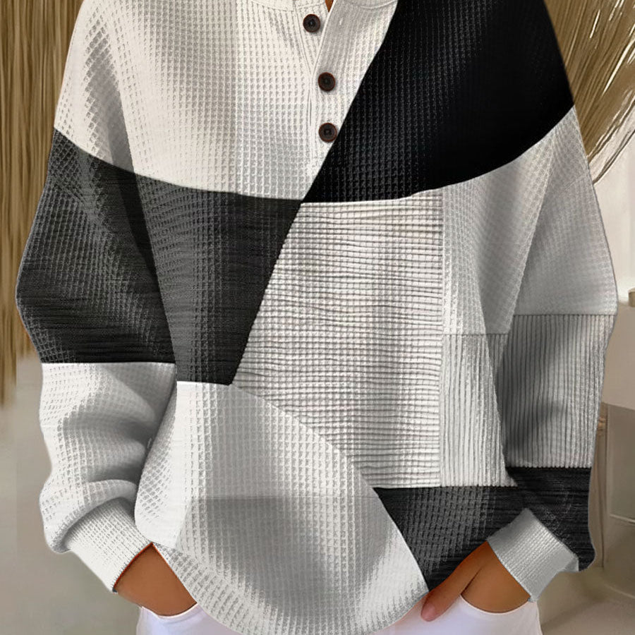 Eleanor - Black and White Patchwork Sweater