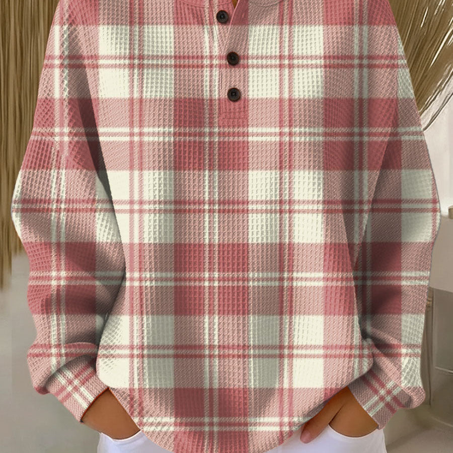 Emma - Blush Plaid Sweater