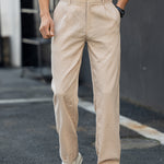 Francis men's beige fine wale corduroy pants, front view