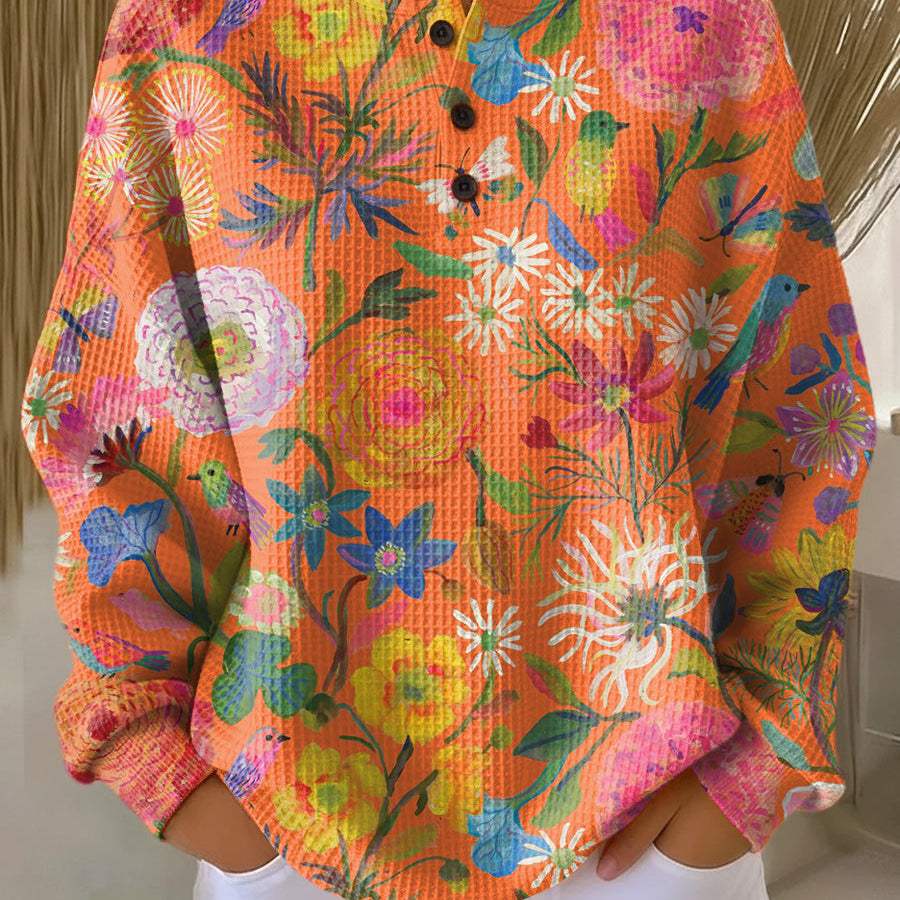 Florence - Orange Floral Sweater