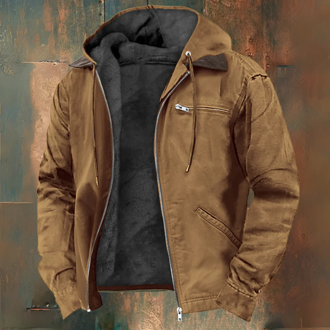Mark - Brown Hooded Zip-Up Jacket