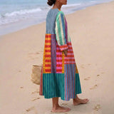 Eva - Multicolored Long Dress in Patchwork