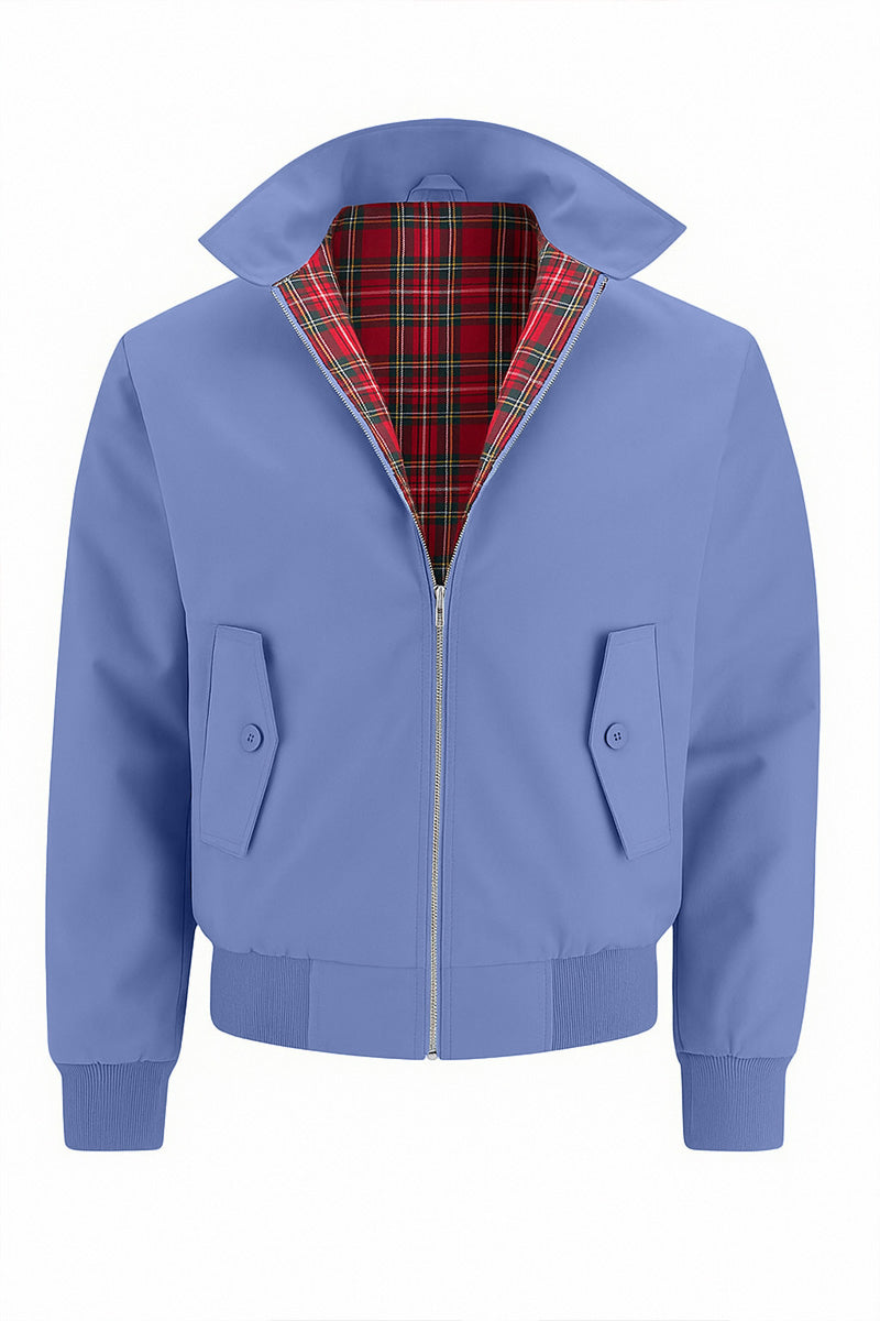 Marshall men's tartan harrington jacket in Light Blue, view 10