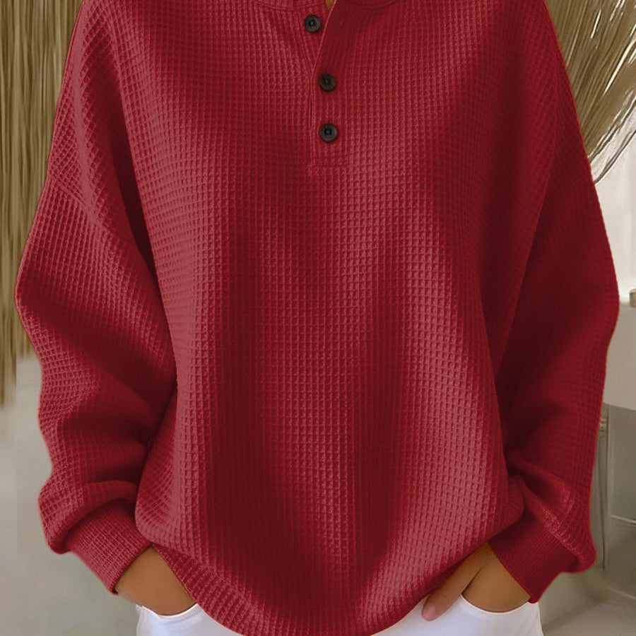 Helen - Solid Waffle Knit Sweater