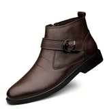 James - Brown Buckle Ankle Boots
