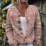 Camille - Cardigan à imprimé floral pastel et boutons
