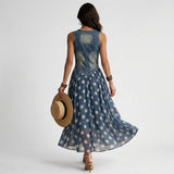 Beatrice - Denim Dress with Polka Dot Chiffon Skirt