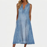Florence - Comfortable A-Line Denim Dress