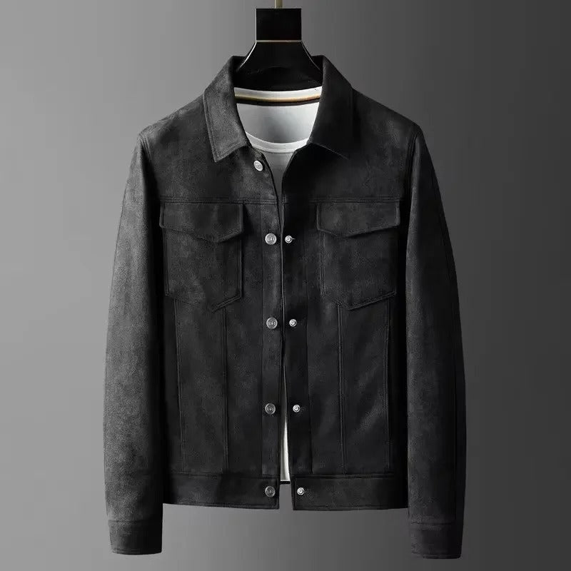 Norris men's faux leather jacket in Black, front view