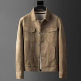 Norris men's faux leather jacket in Brown, view 2