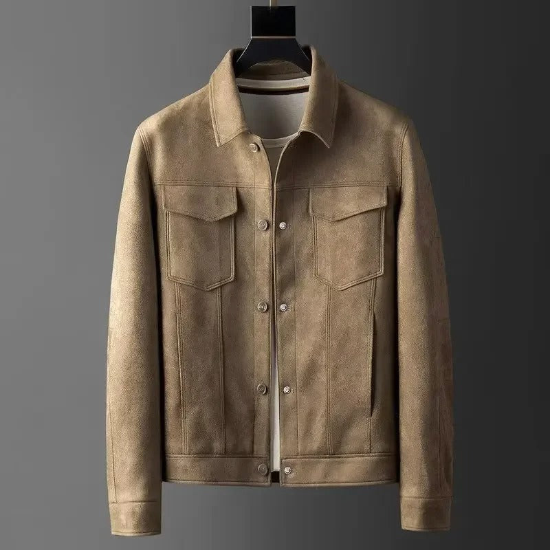 Norris men's faux leather jacket in Brown, view 2
