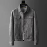 Norris men's faux leather jacket in Grey, view 3