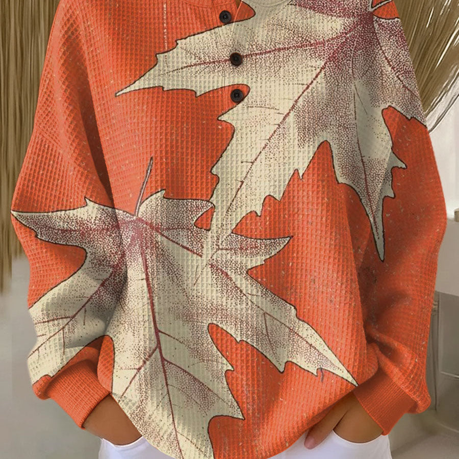 Marion - Orange Maple Leaf Sweater
