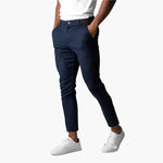 Lorne men's slim fit stretch chino pants in Navy Blue, view 2