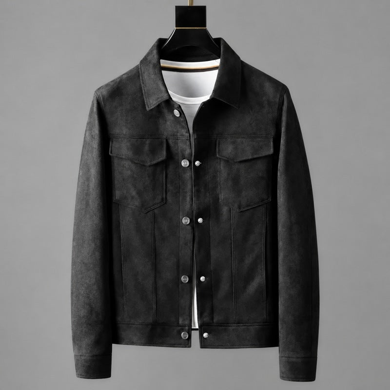 Norris men's faux leather jacket in Black, front view