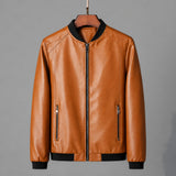Odin men's smooth leather bomber jacket in Brown, front view