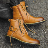 Ethan - Black Lace-Up Boots with Buckle