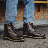 Ethan - Black Lace-Up Boots with Buckle