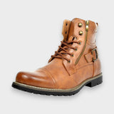 Ethan - Black Lace-Up Boots with Buckle