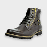 Ethan - Black Lace-Up Boots with Buckle