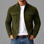 Otis men's genuine suede utility jacket in Green, front view