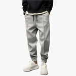 Tanner men's tapered leisure joggers in Grey, front view