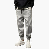 Tanner men's tapered leisure joggers in Grey, front view