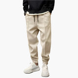 Tanner men's tapered leisure joggers in Beige, view 3