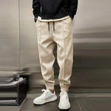 Zacharie men's brushed cuffed joggers in Beige, view 12