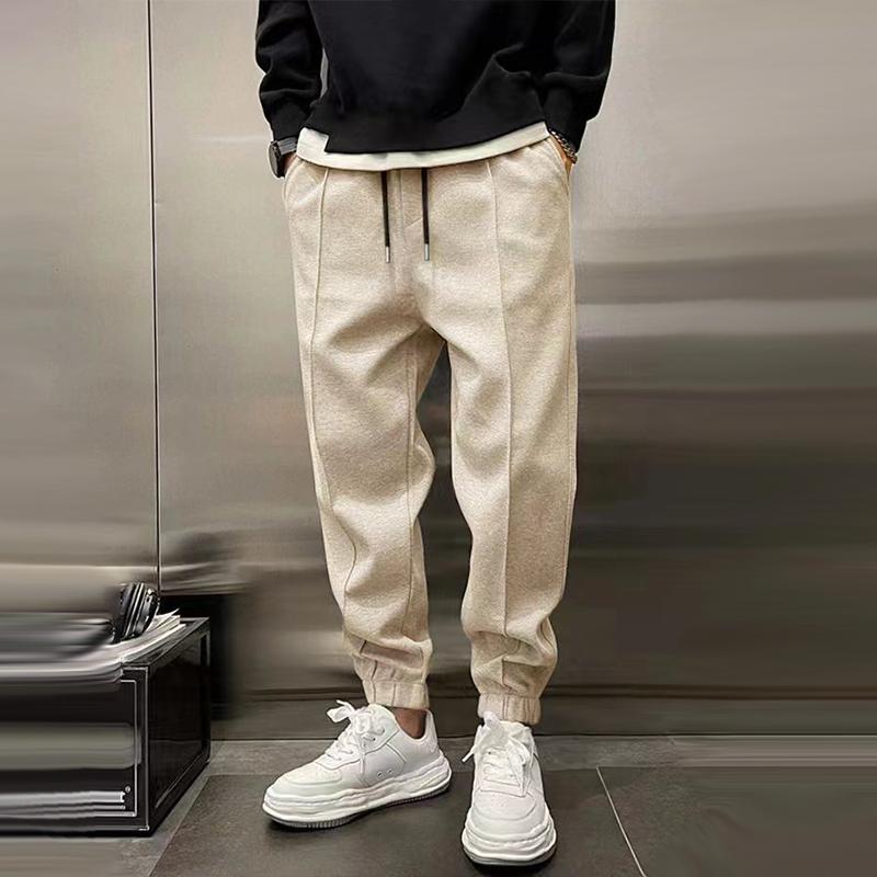 Zacharie men's brushed cuffed joggers in Beige, view 12