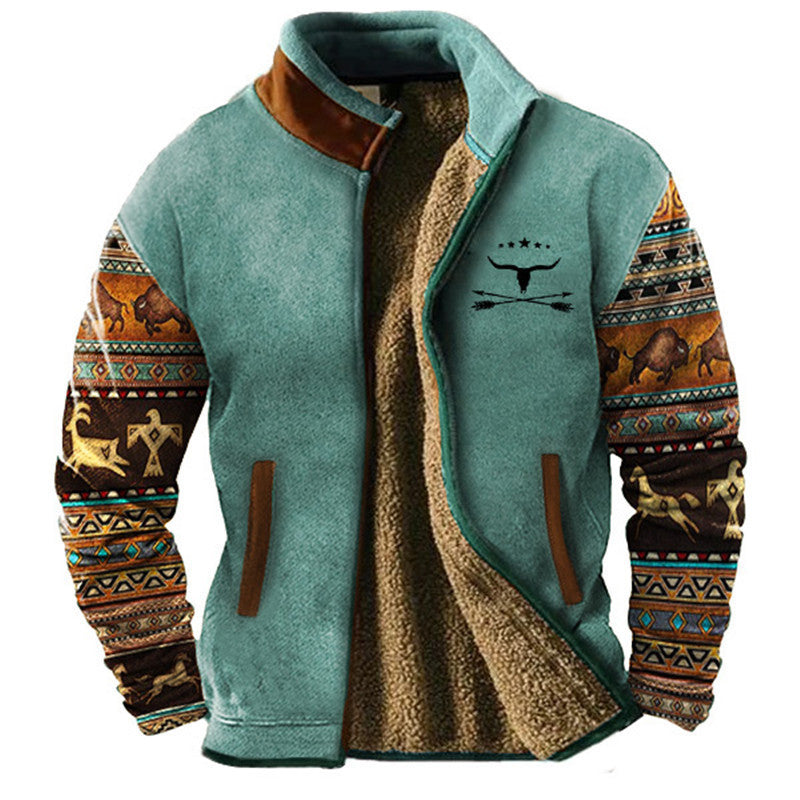 Dale - Fleece Jacket with Patterned Sleeves